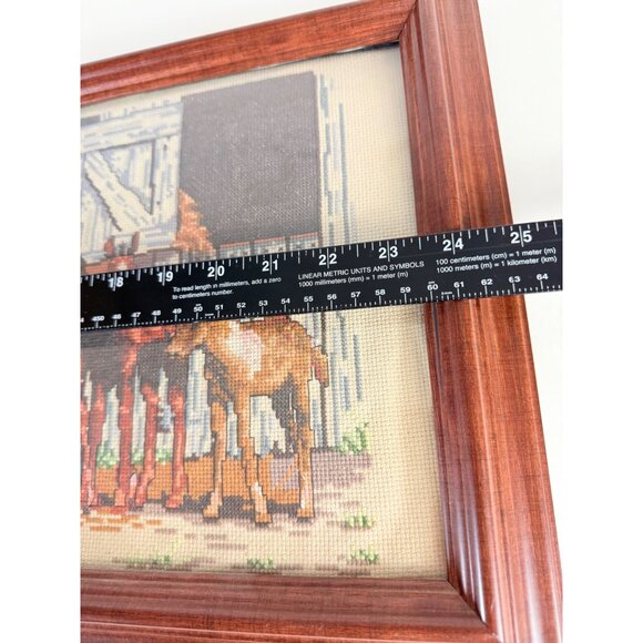 Competed Little Partners Cross Stitch Decorative Horse Art Framed VTG Wall Decor - Picture 9 of 15